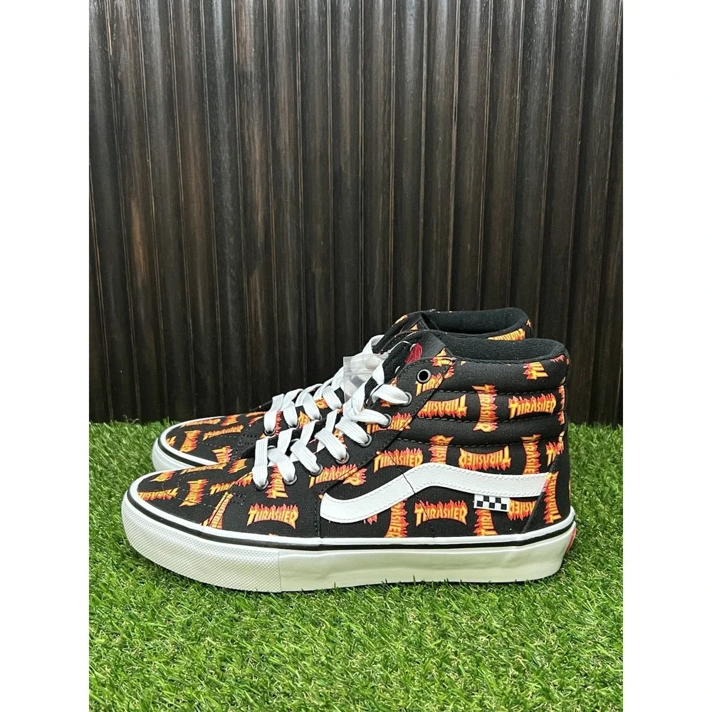 Size 9.5 - Thrasher x Vans Skate Sk8- High Allover Thrasher Logo VN0A5FCCBML